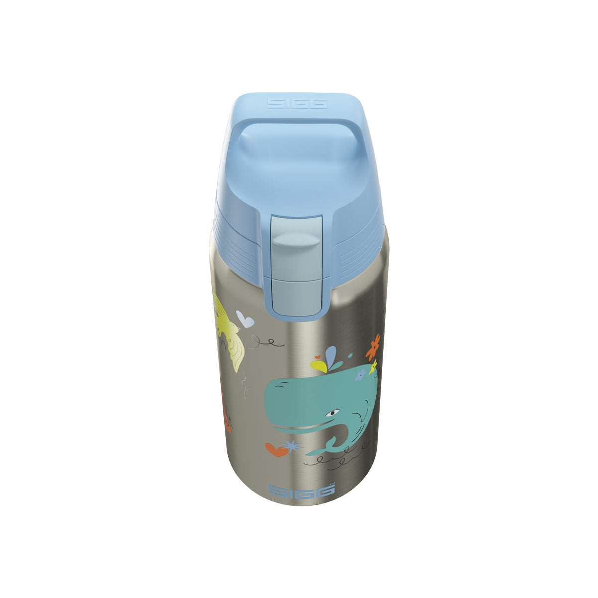 SIGG Shield Therm One lasten juomapullo Whale Friend 0,5 l, korkin lähikuva