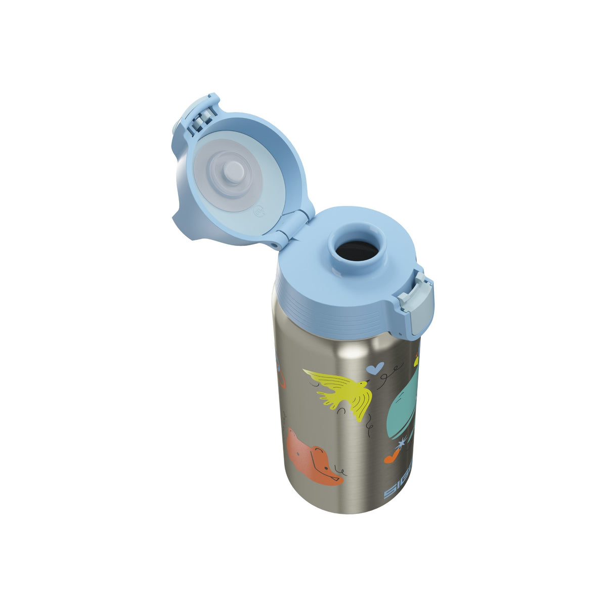 SIGG Shield Therm One lasten juomapullo Whale Friend 0,5 l, korkki avattuna