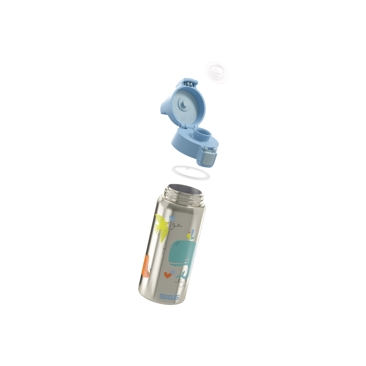 SIGG Shield Therm One lasten juomapullo Whale Friend 0,5 l, osiin purettuna