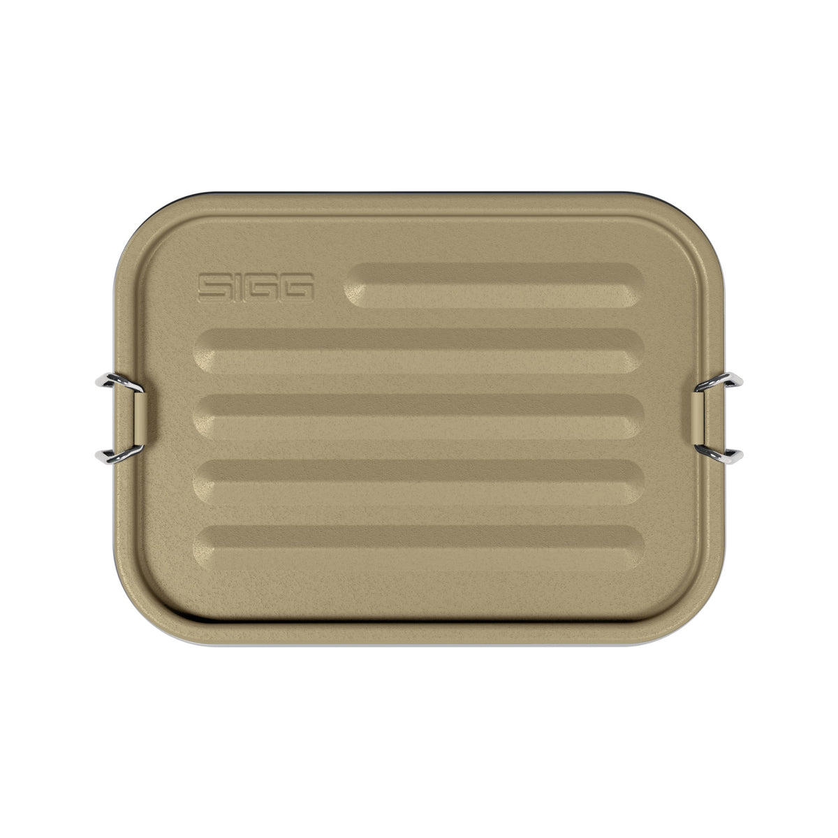 SIGG Gemstone Box eväsrasia Caramel Sand, edestä, pullo täytettynä