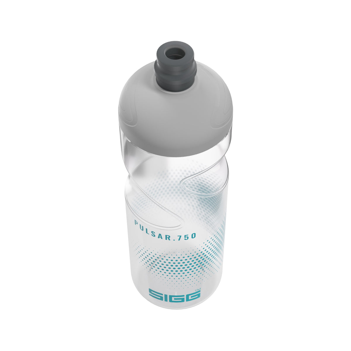 SIGG Pulsar Transparent Aqua 0,75 l urheilupullo, korkki avattuna