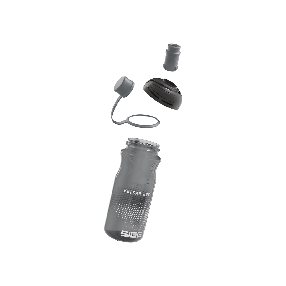 SIGG Pulsar Anthracite 0,6 l urheilupullo, osiin purettuna