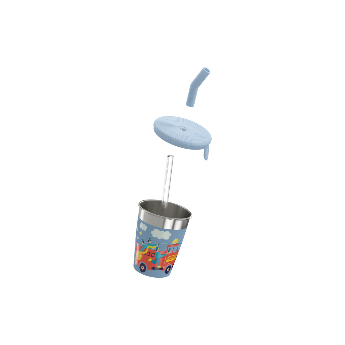 SIGG Kids Straw Cup - lasten pillimuki Pompier 0,35 l, osiin purettuna