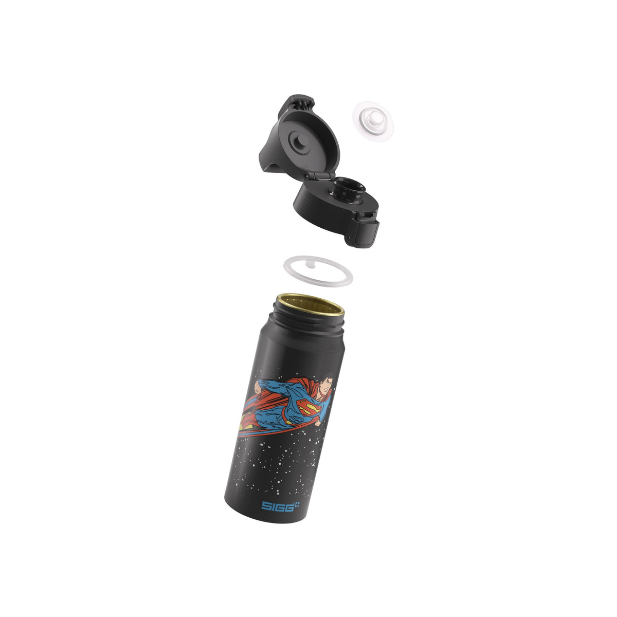 SIGG WMB ONE Superman Black 0,6 l alumiinipullo, osiin purettuna