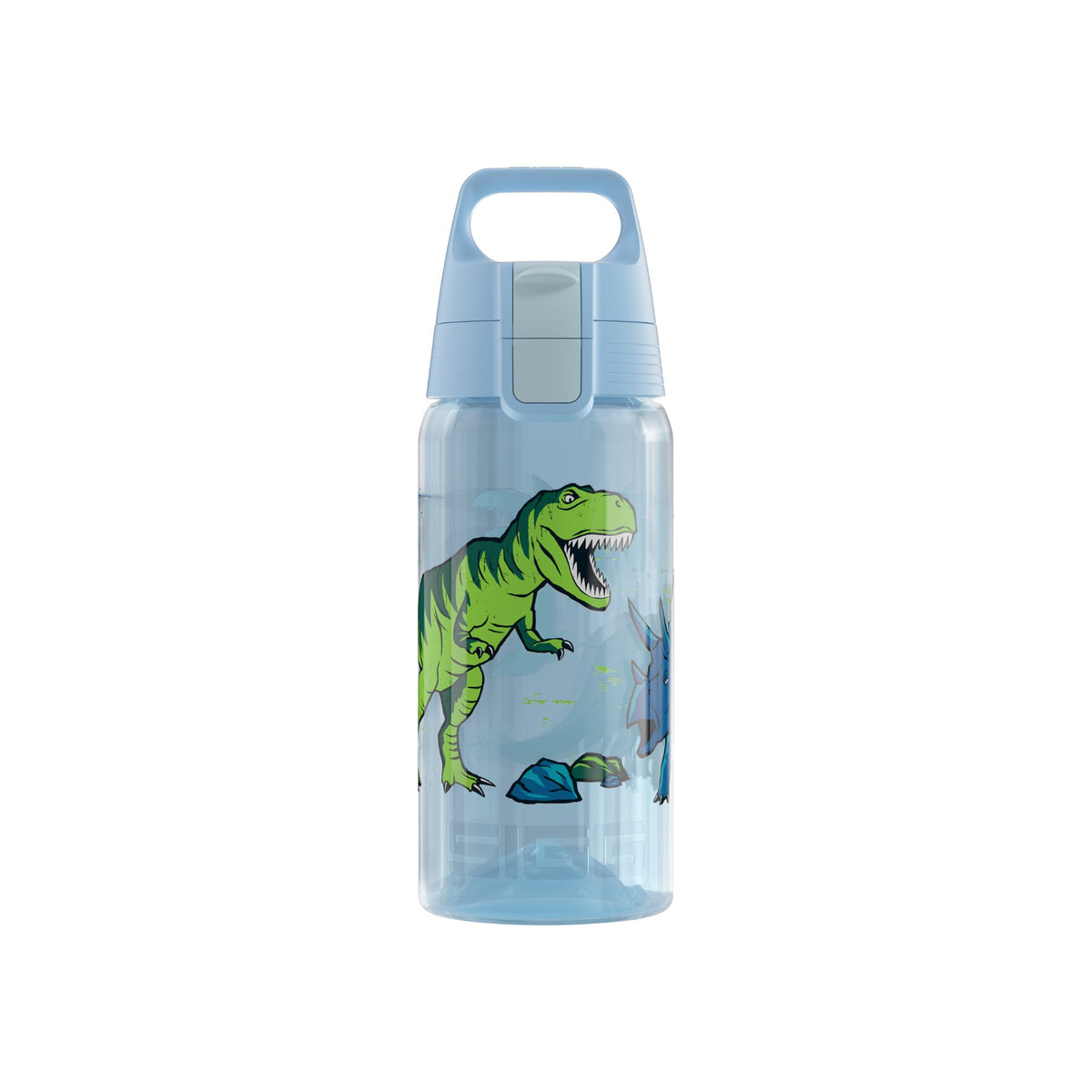 SIGG VIVA ONE LASTENPULLO DINOSAURS 0,5 l, edestä, pullo täytettynä