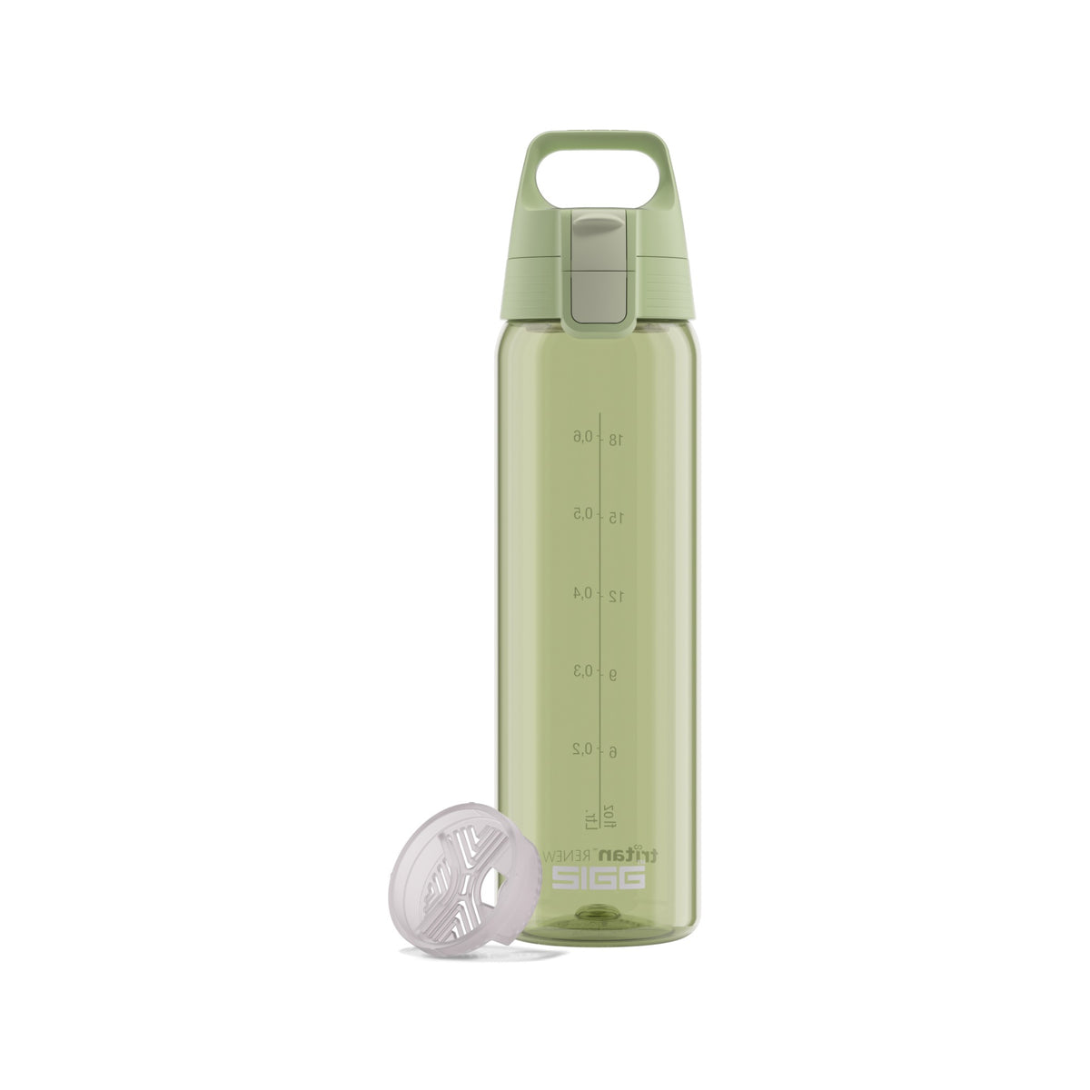 SIGG TOTAL COLOR ONE Eco Green 0,75 l, edestä, pullo täytettynä