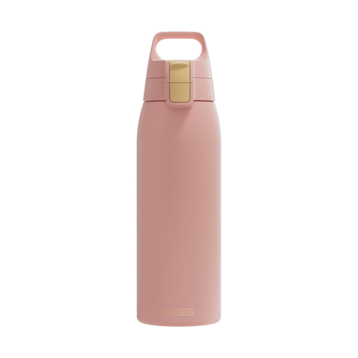 SIGG Shield One teräksinen juomapullo Playful Peach 1,0 l, edestä, pullo täytettynä