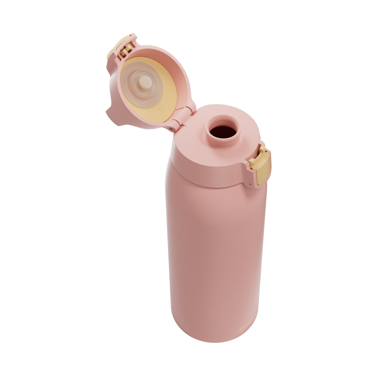 SIGG Shield One teräksinen juomapullo Playful Peach 1,0 l, korkki avattuna
