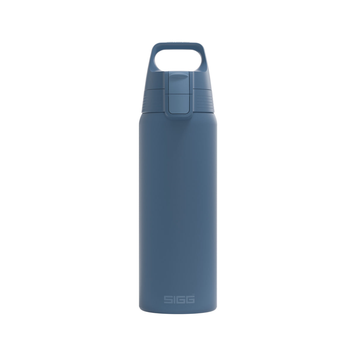 SIGG Shield One teräksinen juomapullo Deep Blue 0,75 l, edestä, pullo täytettynä