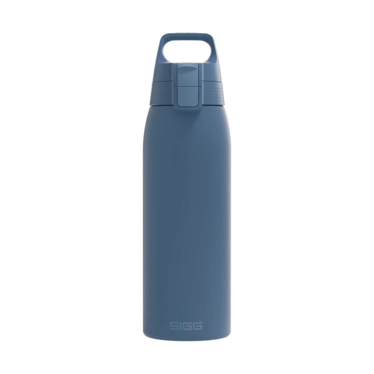 SIGG Shield One teräksinen juomapullo Deep Blue 1,0 l, edestä, pullo täytettynä