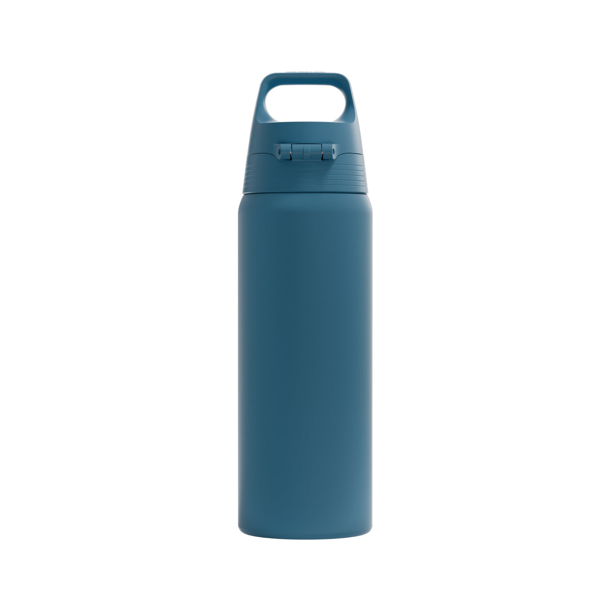 SIGG Shield One teräksinen juomapullo Blue Puya 0,75 l, takaa, pullo täytettynä