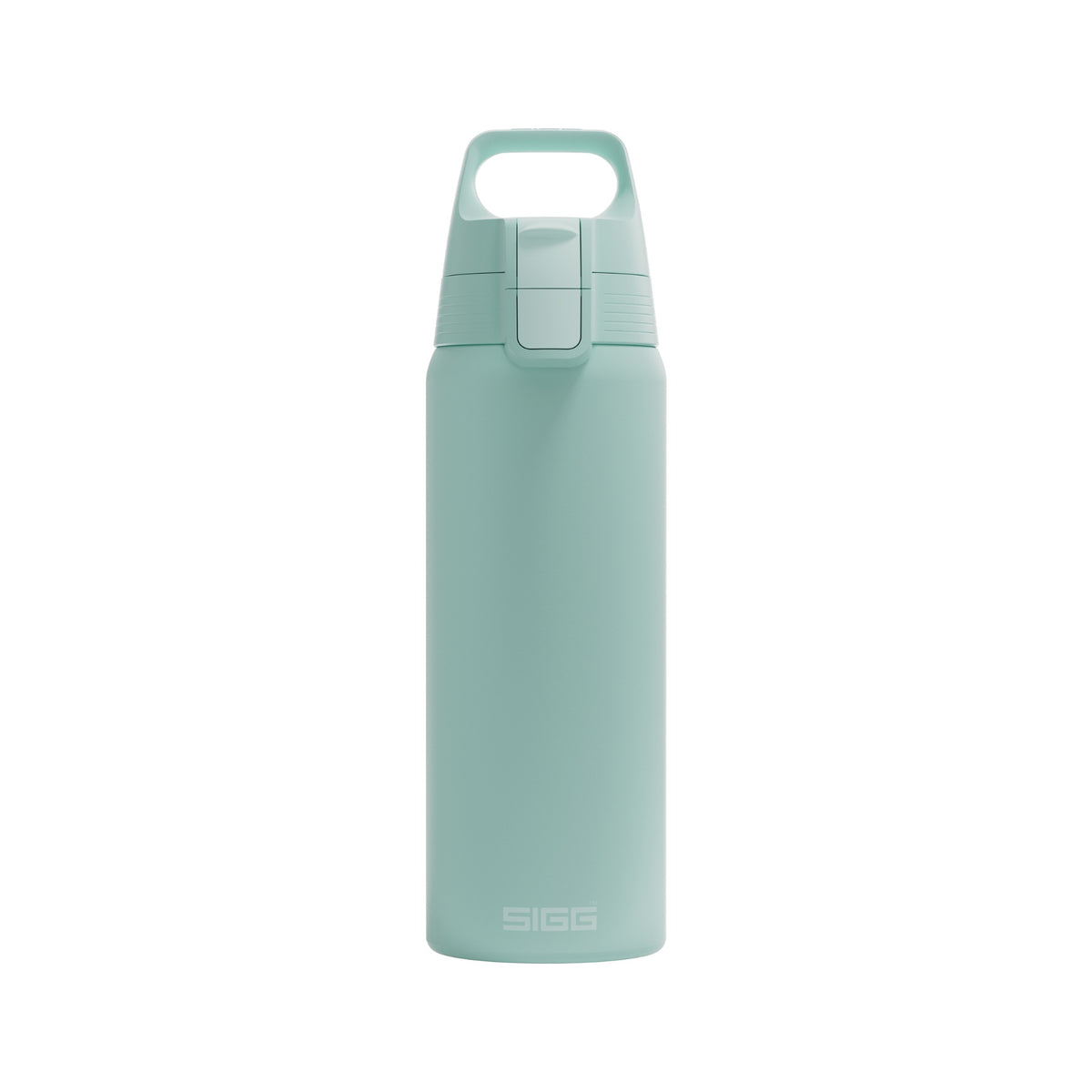 SIGG Shield One teräksinen juomapullo Milky Blue 0,75 l, edestä, pullo täytettynä