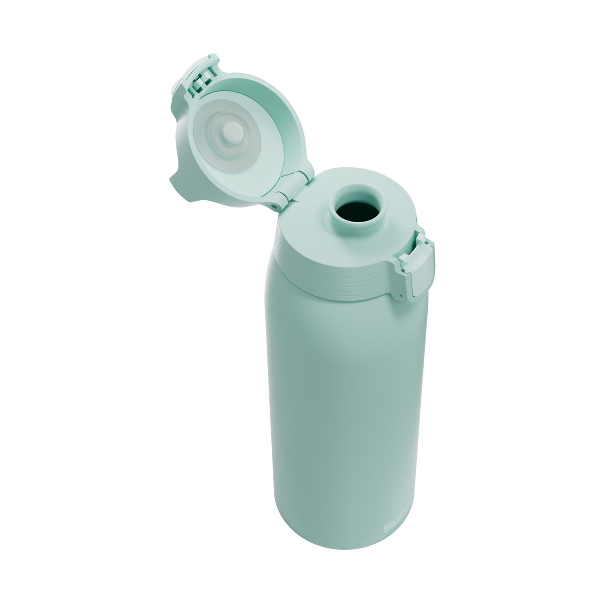 SIGG Shield One teräksinen juomapullo Milky Blue 1,0 l, korkki avattuna