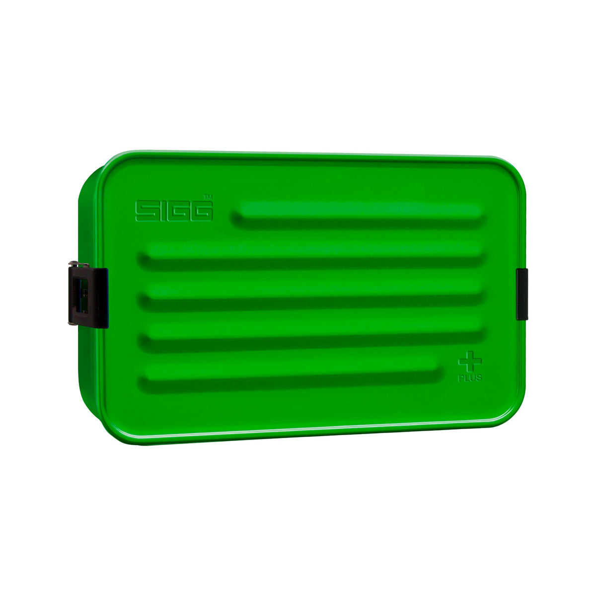 SIGG Metal Box Plus L Green, edestä, pullo täytettynä