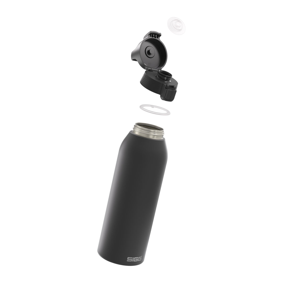 SIGG Shield One Black 1,5 l juomapullo, osiin purettuna