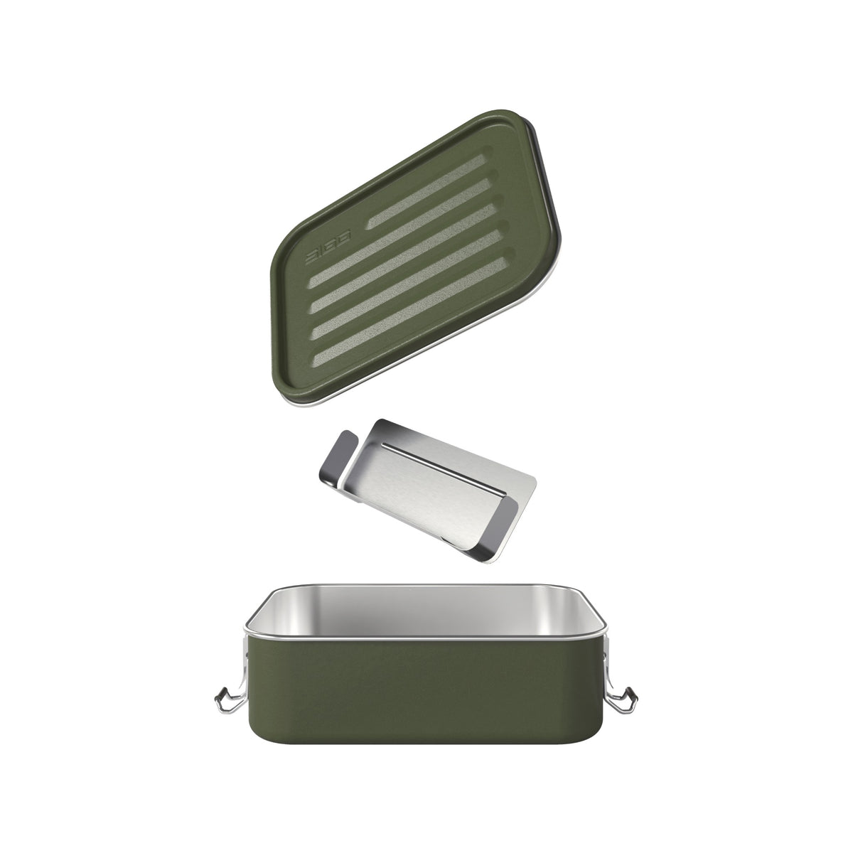 SIGG Gemstone Box eväsrasia Roasted Green, osiin purettuna