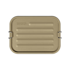 SIGG Gemstone Box eväsrasia Caramel Sand, edestä, pullo täytettynä