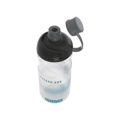 SIGG Pulsar urheilupullo Transparent Aqua 0,6 l, korkki avattuna