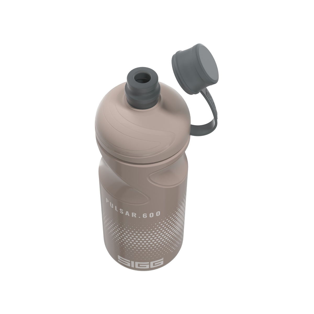 SIGG Pulsar Dusk 0,6 l urheilupullo, korkki avattuna