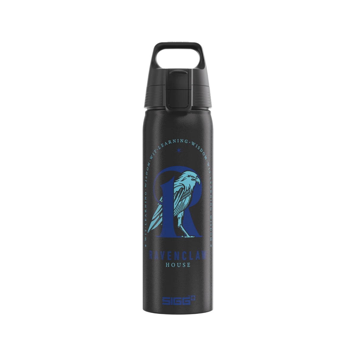 SIGG WMB ONE Ravenclaw 0,75 l alumiinipullo, edestä, pullo täytettynä