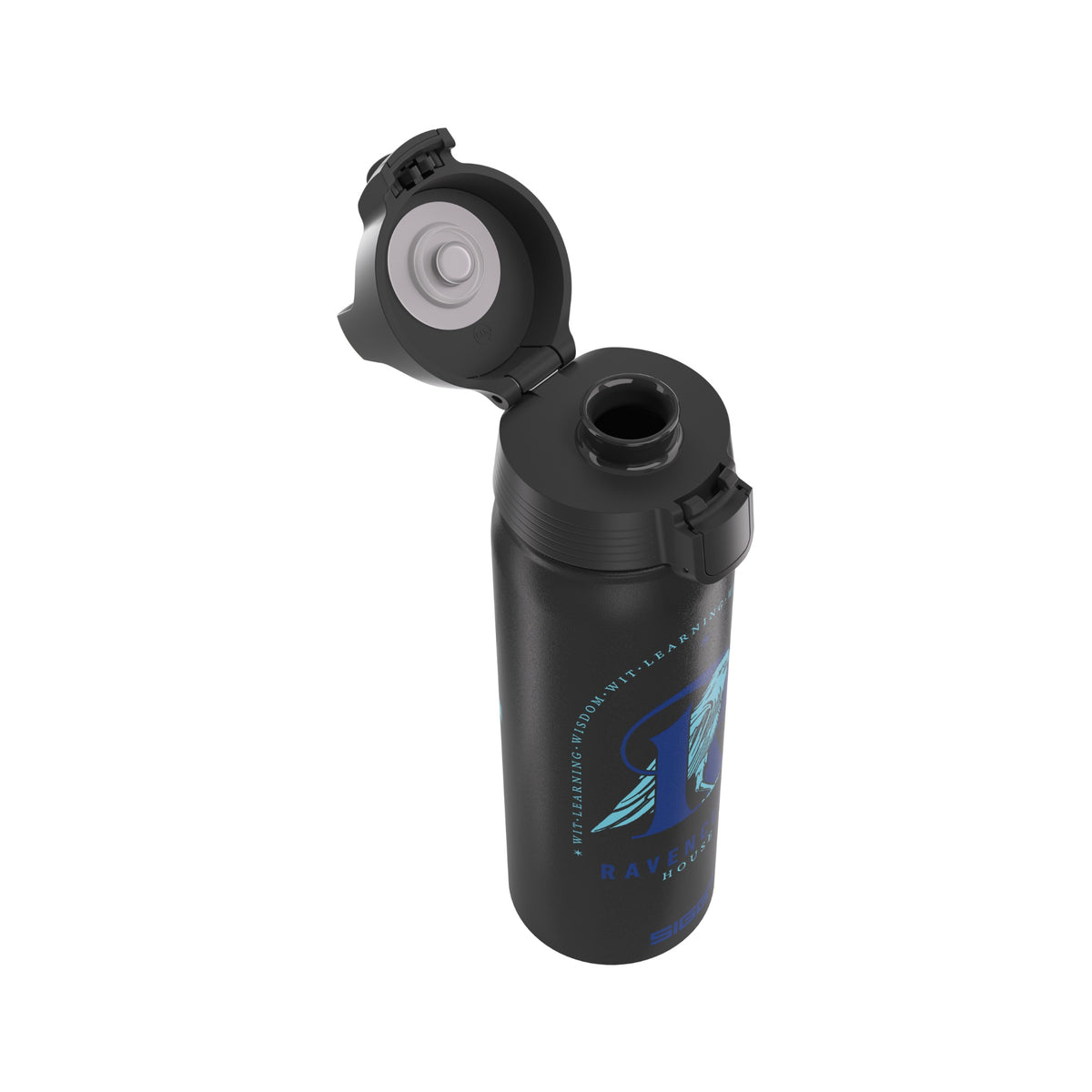 SIGG WMB ONE Ravenclaw 0,75 l alumiinipullo, korkki avattuna