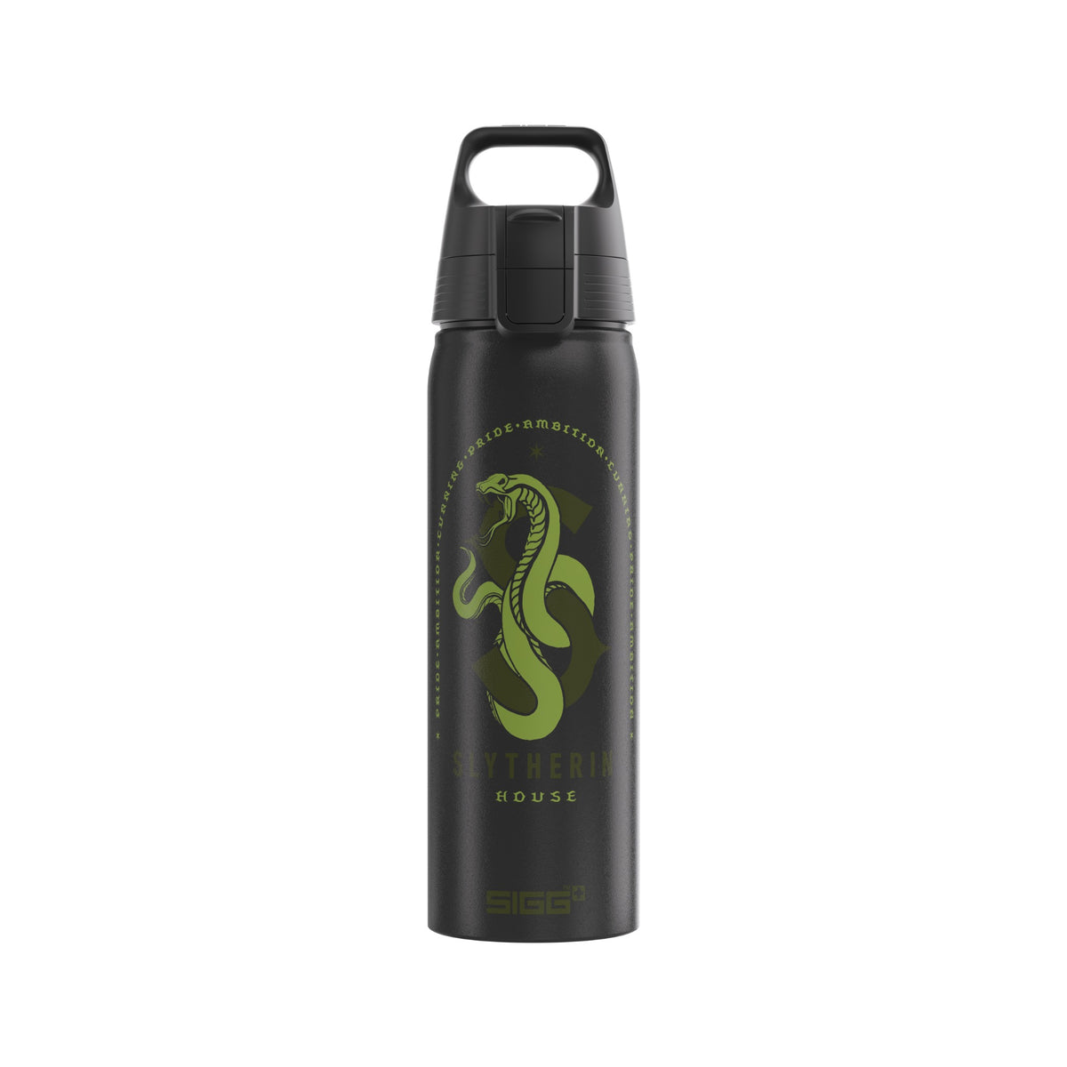 SIGG WMB ONE Slytherin alumiinipullo 0,75 l, edestä, pullo täytettynä