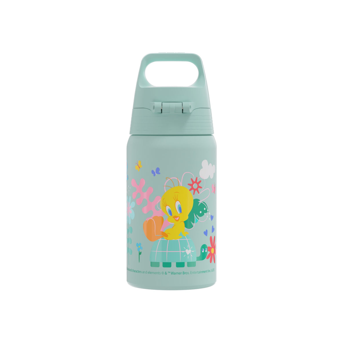SIGG SHIELD ONE TWEETY 0,5 l LASTENPULLO, takaa, pullo täytettynä