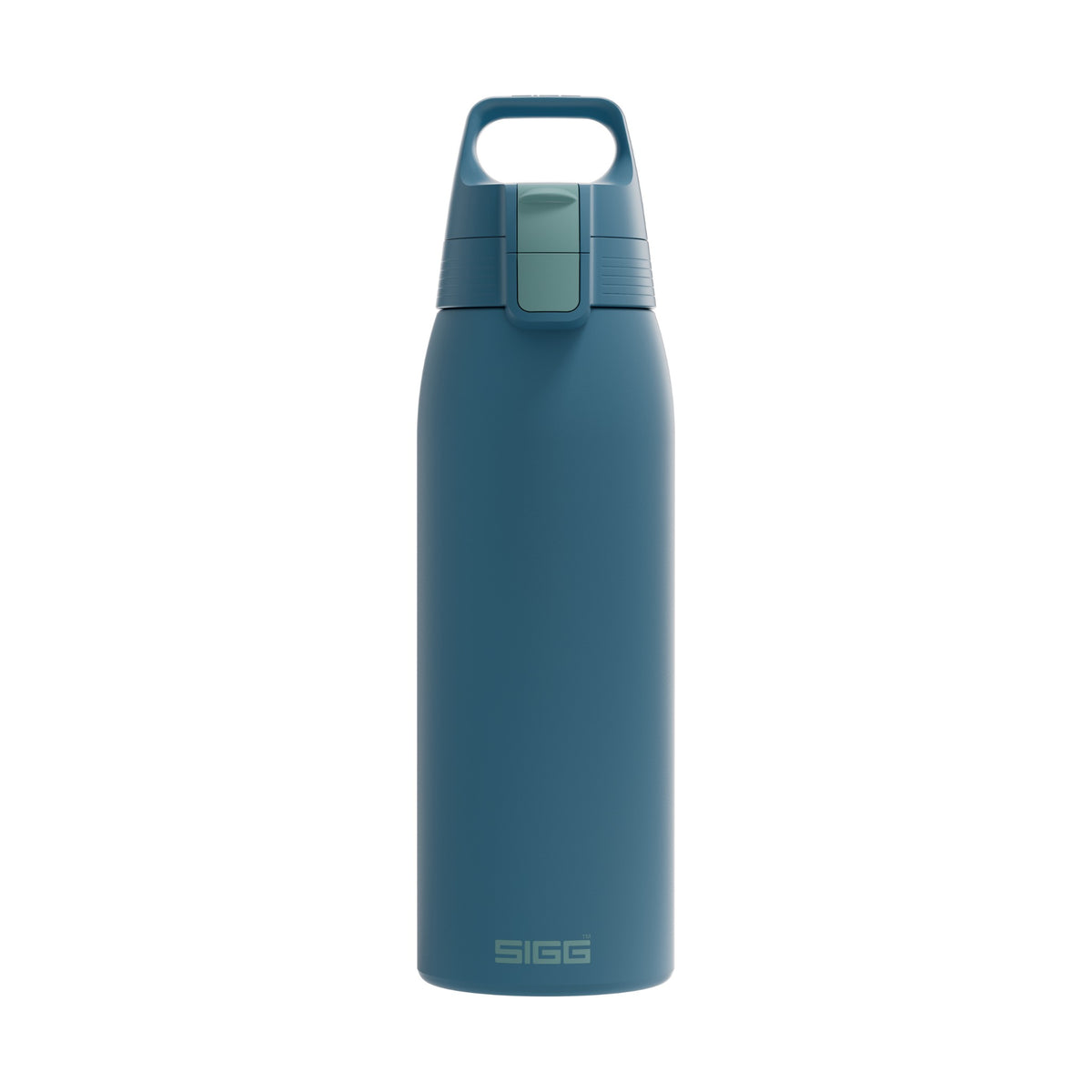 SIGG Shield One teräksinen juomapullo Blue Puya 1,0 l, edestä, pullo täytettynä