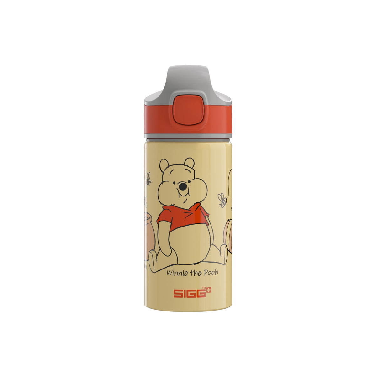 SIGG Miracle lastenpullo Winnie Honey 0,4 l, edestä, pullo täytettynä
