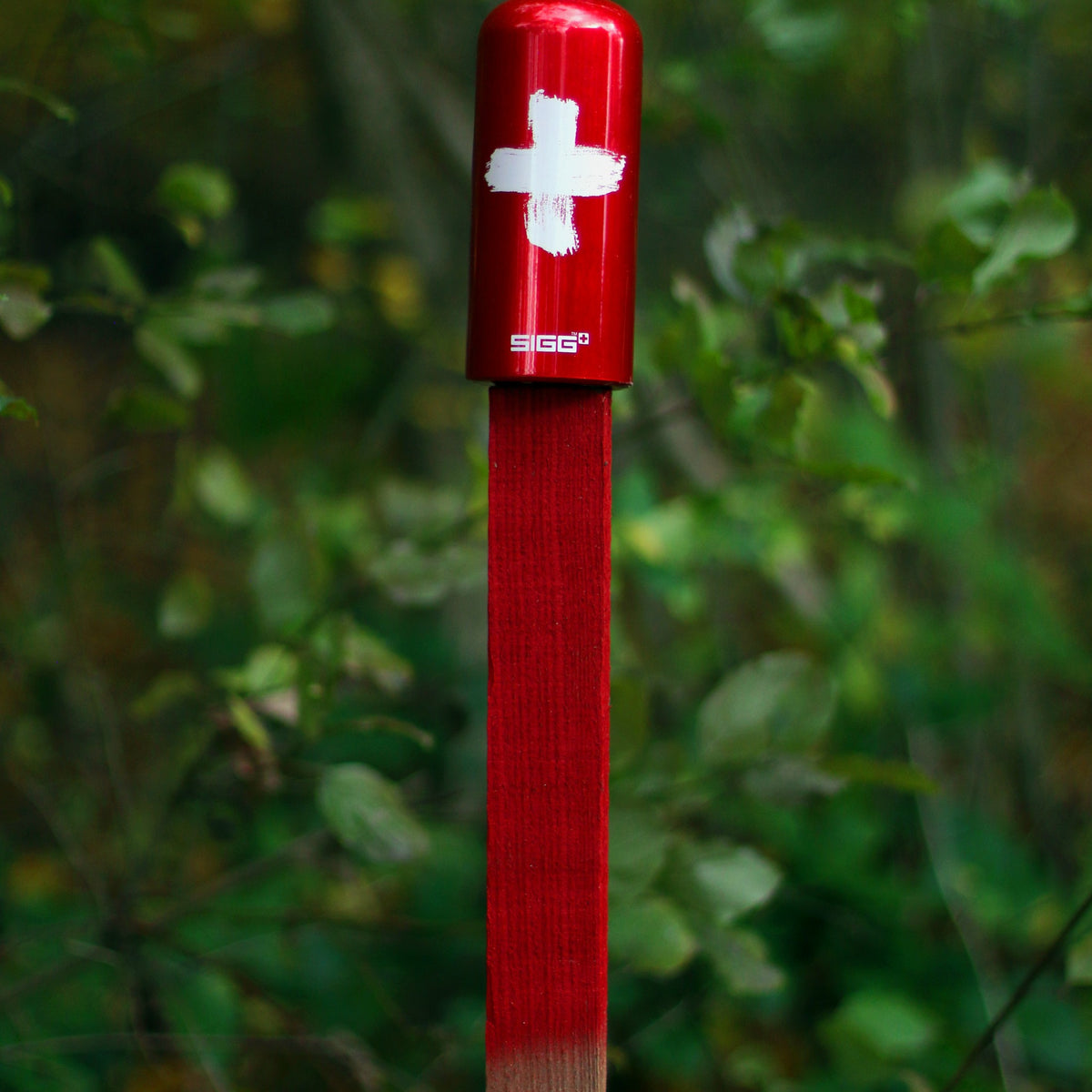 SIGG Swiss Red 0,6 l, käytössä ulkona