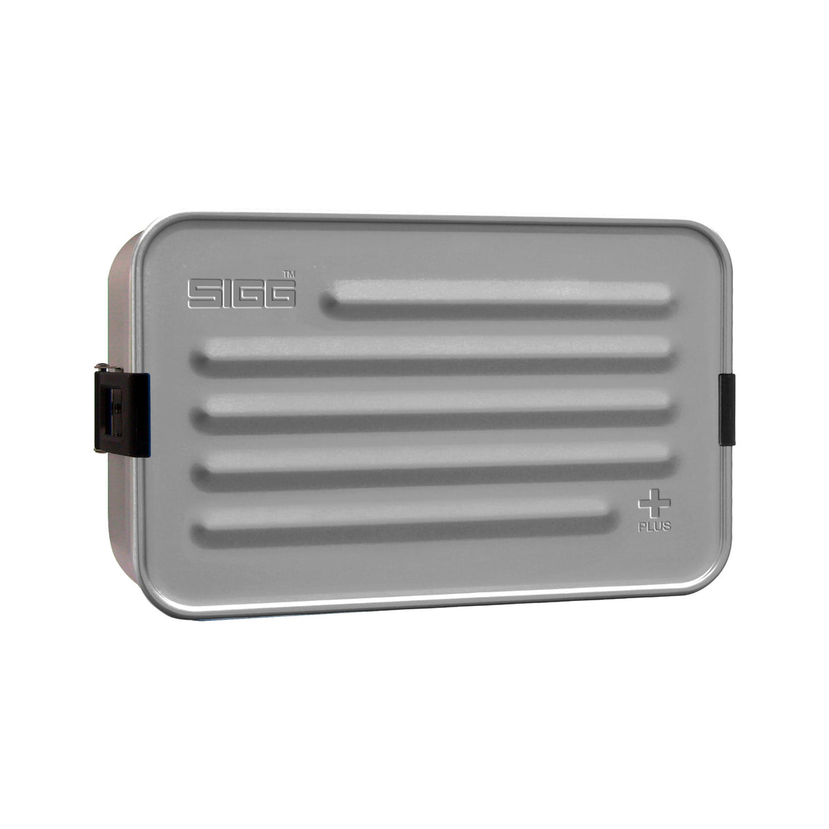 SIGG Metal Box Plus L Alu, edestä, pullo täytettynä