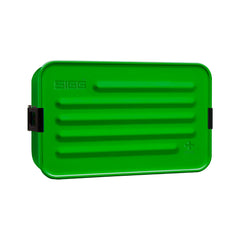 SIGG Metal Box Plus L Green, edestä, pullo täytettynä