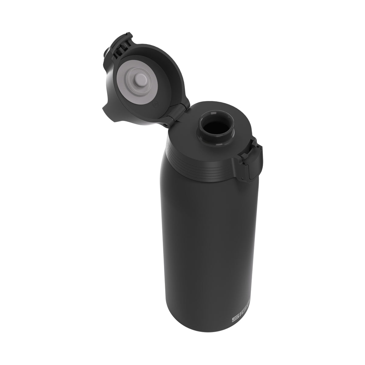 SIGG Shield One Black 1 L, korkki avattuna